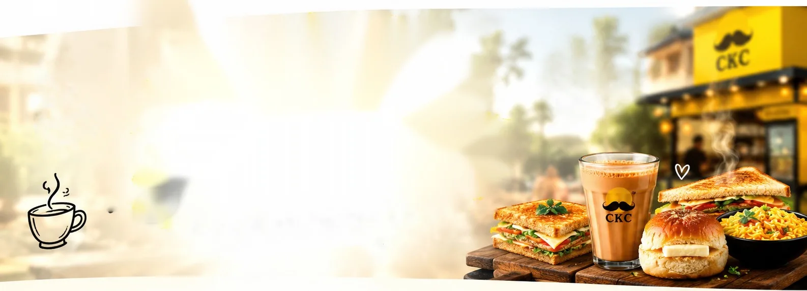 CKC outlet with masala chai, grilled sandwiches, bun maska and maggi